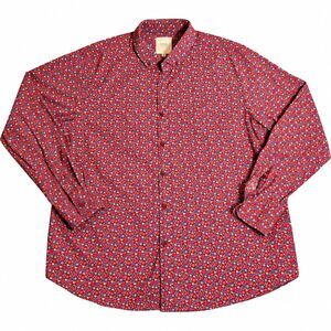 Six Lincoln New York Men’s XL Floral Button Down Shirt Red Blue Long Sleeve